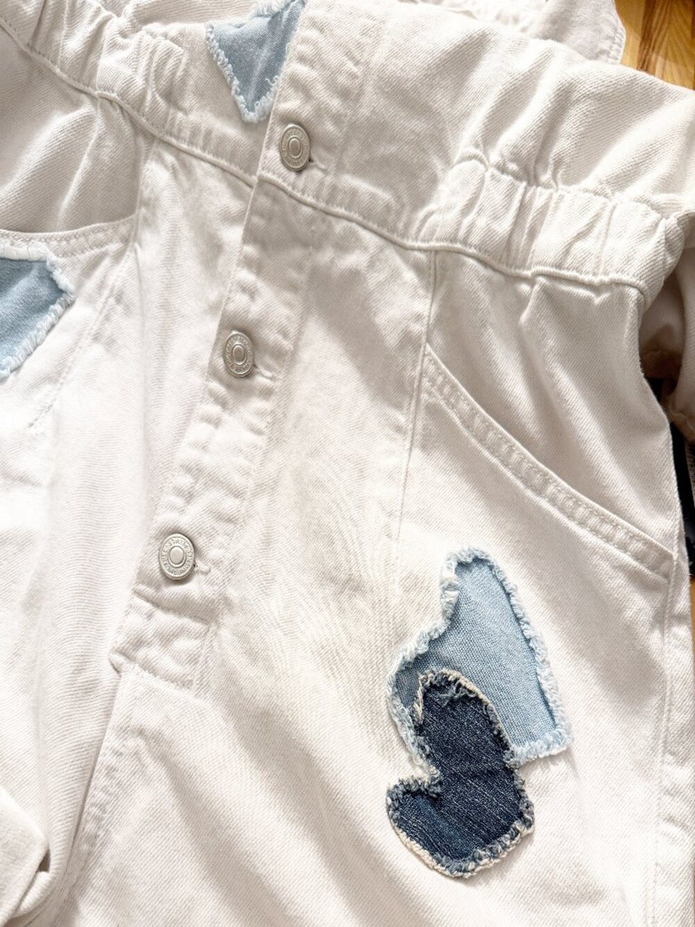 We The Free x Tricia Fix Re_Nuuly White Denim Heart Romper - Size M - Picture 6 of 10